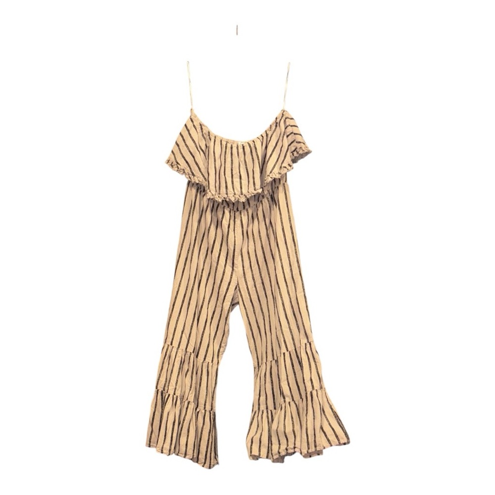 Umgee strapless jumpsuit with bell bottom raw hem legs Size L AR17 - Picture 3 of 5